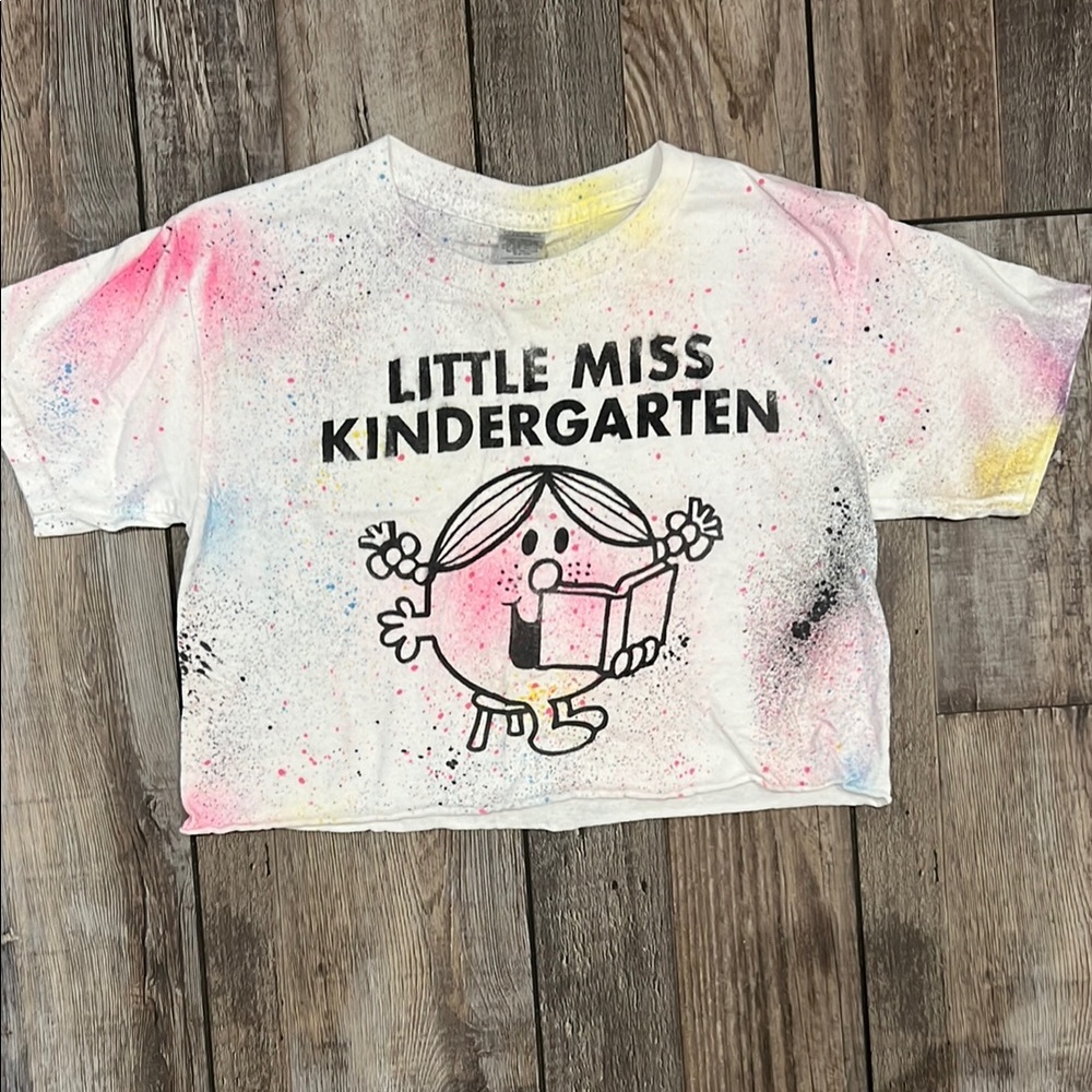 Custom Little Miss Kindergarten Kids Crop T-Shirt
